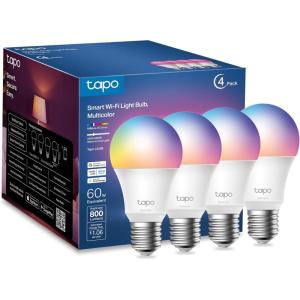 image:imageTPLink Tapo Smart Light Bulbs 16M Colors RGBW Dimmable Compatible with Alexa and Google Home A19 60W Equivalent 800LM CRIgt90 24GHz WiFi only No Hub Required Tapo L530E2Pack4 Pack