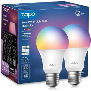 image:imageTPLink Tapo Smart Light Bulbs 16M Colors RGBW Dimmable Compatible with Alexa and Google Home A19 60W Equivalent 800LM CRIgt90 24GHz WiFi only No Hub Required Tapo L530E2Pack2 Pack
