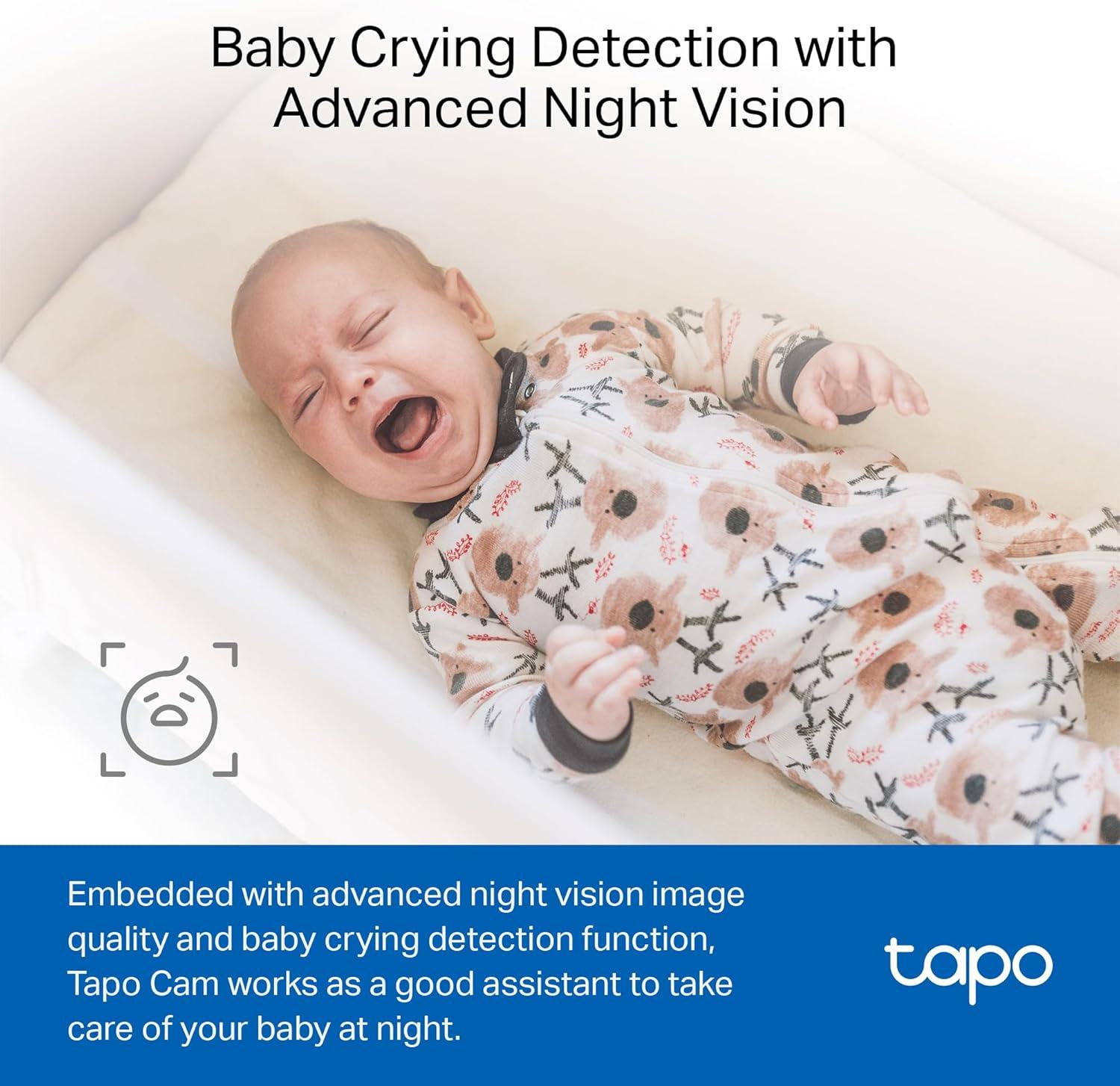 image:imageTapo 1080p IndoorOutdoor Security Camera  Free PersonMotionBaby Cry Detection Color Night Vision IP65 Weatherproof SDCloud Storage Works wAlexa amp Google Home HybridCamWhite