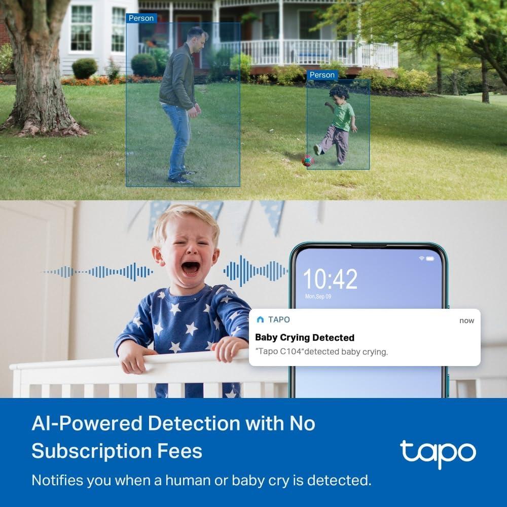 image:imageTapo 1080p IndoorOutdoor Security Camera  Free PersonMotionBaby Cry Detection Color Night Vision IP65 Weatherproof SDCloud Storage Works wAlexa amp Google Home HybridCamBlack
