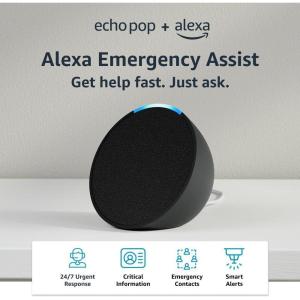 image:imageAmazon Echo Pop newest model Our smallest speaker Designed for Alexa Fits in any room CharcoalCharcoal
