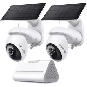 image:imageTapo 4K Complete Outdoor Security Camera Bundle SolarPowered Spot MagCam  360 PTZ Cam wSmart Home Hub H500  Wireless Battery Cameras PanTilt 247 Capture Free PersonVehicle DetectionSolar Cam 4K x2  Smart Hub